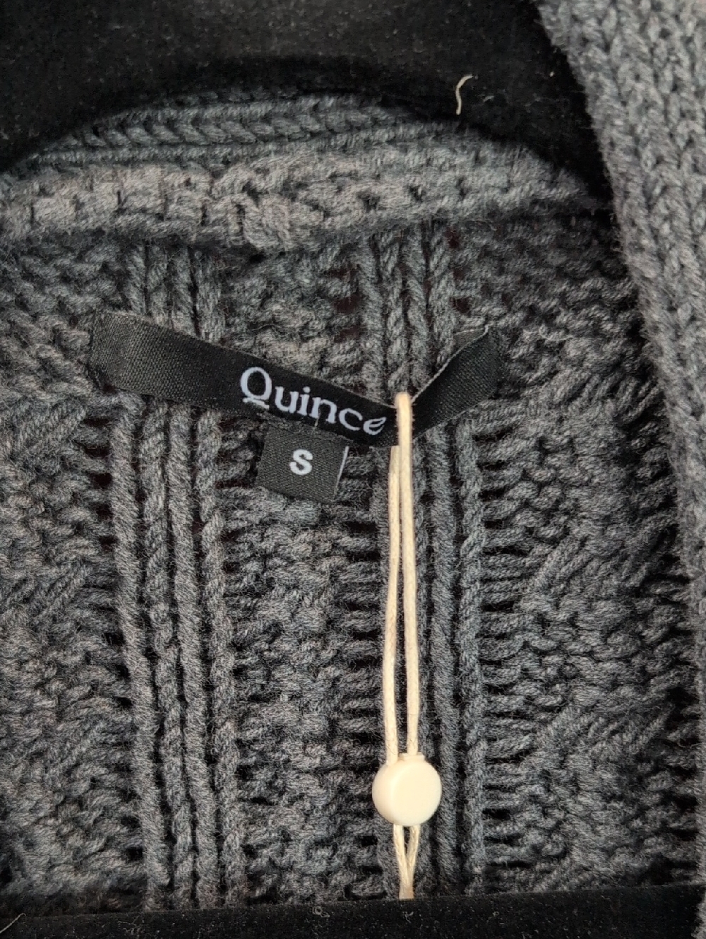 Quince Organic Cotton Cable Knit Cardigan Small Charcoal - Picture 2 of 6